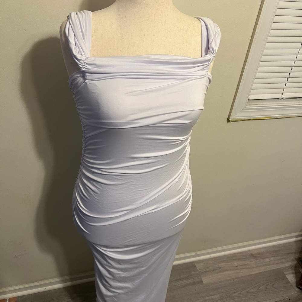 Elegant White Ruched Dress